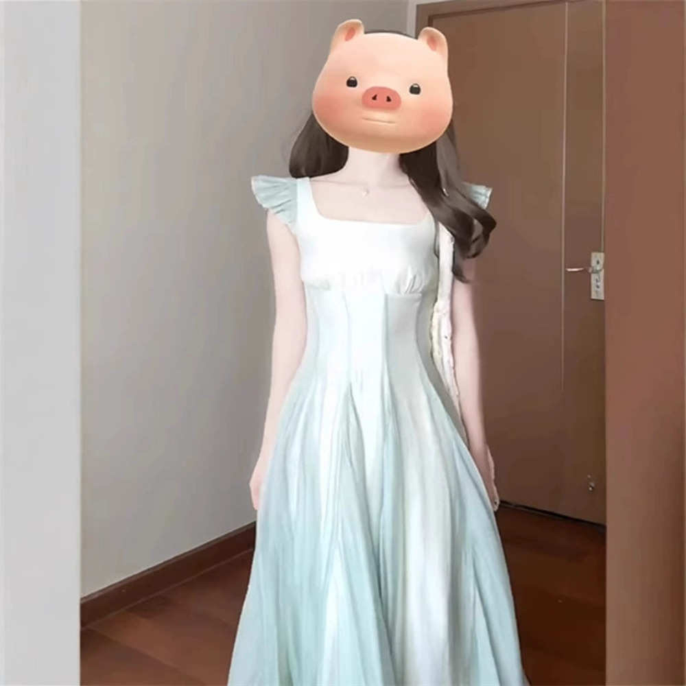 ZARA Petite Long Green Summer Dress with Elegant Design